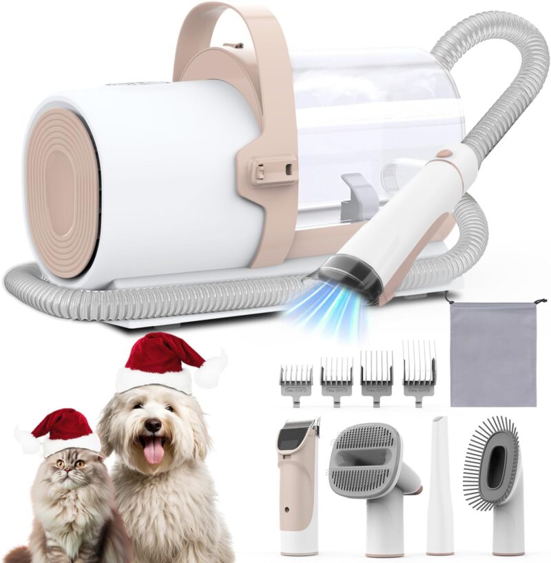 Dog Grooming Vacuum, Pet Grooming Kit with Dog Clippers, 2.5L Dust Cup